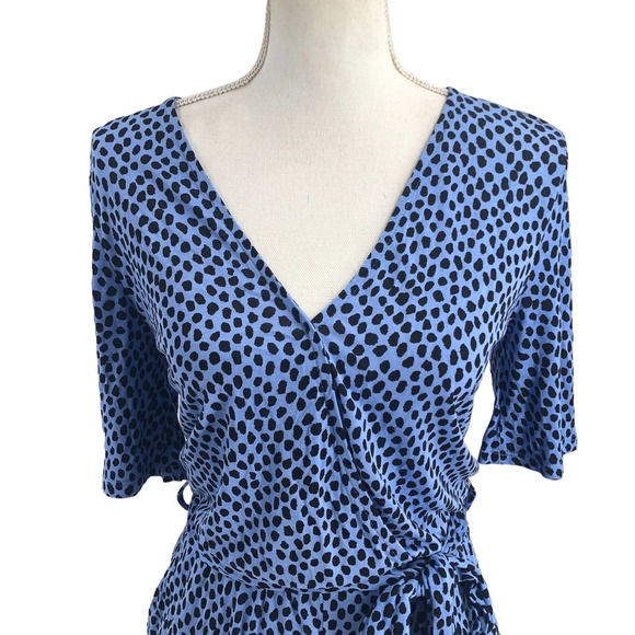Lascana NEW Womens Size 4 Faux Wrap Romper Lightweight Blue Spotted - Picture 4 of 11